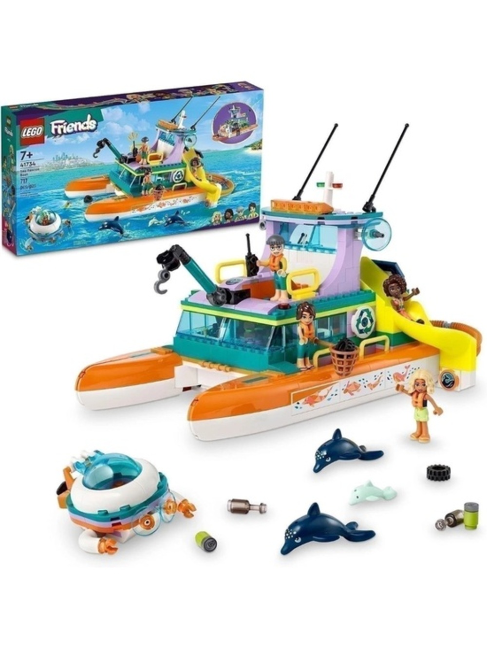 LEGO Friends Sea Rescue Boat 41734 Rescue 717 pcs Ages 7+ 99% Complete
